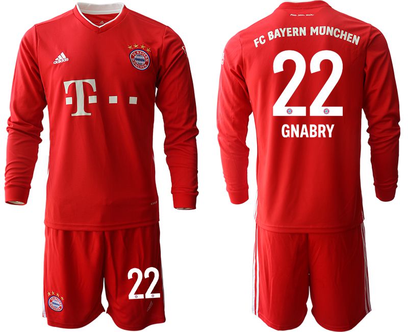 Men 2020-2021 club Bayern Munich home long sleeves #22 red Soccer Jerseys